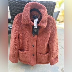 Anthropologie, Fleece Sherpa Jacket, NWT, size M, Coral Color